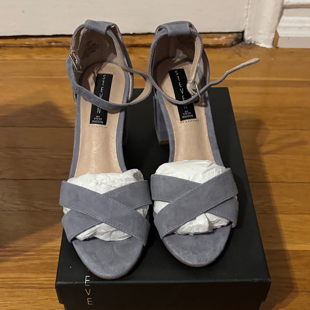 Steven By Steve Madden Gray Suede Heels